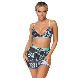 PSD Women's Pb Wrp Chck Teal Wbb Boxer Briefs, Teal, Size Large